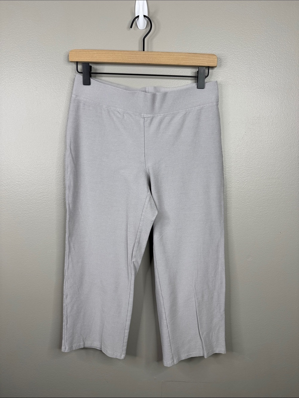 Eileen Fisher Stretch Crepe Knit Cropped Pants Gray Women's Size XS Extra Small